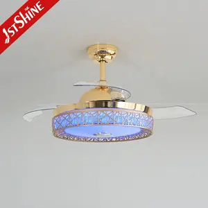 1stshine LED Decken ventilator moderne europäische hochwertige Fernbedienung 3 ABS versteckte Flügel 48W LED Musik Decken ventilatoren mit Licht