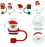 Couvercle de paille réutilisable en silicone pour gobelet de 30 à 40 oz Accessoires de Noël avec couvercle et couvercle de breloque en paille