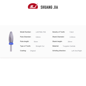 Shuangjia Bullet hình dạng <span class=keywords><strong>Carbide</strong></span> <span class=keywords><strong>bit</strong></span> bụi bằng chứng thẳng cắt <span class=keywords><strong>tungsten</strong></span> <span class=keywords><strong>carbide</strong></span> móng tay Khoan Bits - Product Image 4