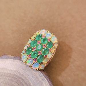 Nouvelle arrivée, <span class=keywords><strong>bague</strong></span> en <span class=keywords><strong>argent</strong></span> sterling 925 avec pierres précieuses naturelles <span class=keywords><strong>saphir</strong></span>, rubis <span class=keywords><strong>et</strong></span> émeraude, bijoux fins pour fiançailles, mariage, cadeau - Product Image 5