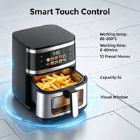 Freidora de Aire Digital Inteligente de Alta Calidad para Cocina, con 10 Programas Preestablecidos, Pantalla a Color Personalizable, 5L, para Uso Doméstico