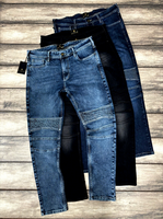 Nouveau design 2026 – Jean slim en denim stretch délavé, plissé aux genoux, multicolore, pour homme, style motard, idéal pour le streetwear et la conduite quotidienne