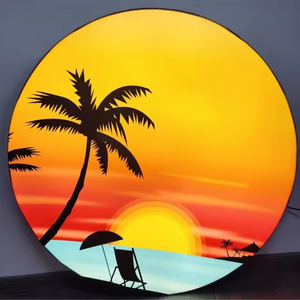 Boîte à lumière ronde pour influenceurs, décorations créatives pour l'atmosphère, thème coucher de soleil et lune, effet film doux, Cabo - Product Image 1