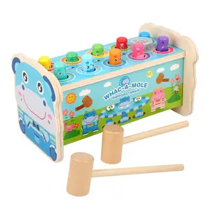 Multifunctional Wooden Whack A Mole children funny wooden creative Music Knock game Other Learning Toys For kids unisex CE CPC
