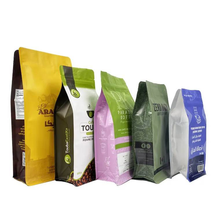 Custom Printed 250g 500g Ziplock Package Coffee Packaging Bags Side Gusset Coffee Bag with Valve