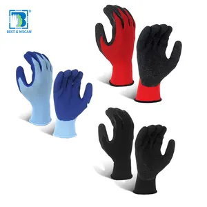 En iyi ve Wecan lateks kaplama kimyasal özel kaplı polyester naylon iş güvenliği eldiveni