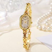 Montre vintage de luxe légère à quartz, de forme ovale, avec bracelet en nacre, bijou de mode pour femmes et jeunes filles