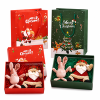 Ensemble de sacs cadeaux en papier de Noël festifs, boîte à bonbons imprimée renne et Père Noël, petit emballage cadeau pour la décoration de fête de fin d'année