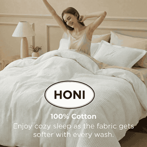 Juego de Funda Nórdica de Lujo Moderna 100% Algodón con Textura Waffle 180T, Ropa de Cama con Rejilla 3D Transpirable, Absorbente y Ecológica, Calidad de Hotel - Product Image 4