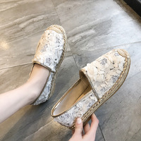 Chaussures plates en jute pour femmes, espadrilles, dernier design, confortables, en tissu EVA et coton, chaussures en toile à fleurs pour femmes, été 2023