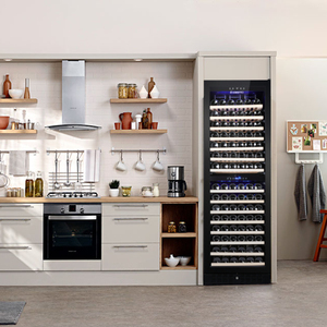 Vinopro Grande cave à vin commerciale à double zone <span class=keywords><strong>de</strong></span> 164 bouteilles, vitrine en verre noir, 428L, réfrigérateur à vin pour restaurant - Product Image 3