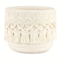Panier de rangement rond tressé à pompons, best-seller, organisateur de bureau pour cosmétiques et pinceaux de maquillage