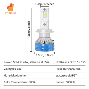 5000LM 9005 9006 HB4 9012 Faros <span class=keywords><strong>LED</strong></span> <span class=keywords><strong>H1</strong></span> H3 H7 H11 <span class=keywords><strong>LED</strong></span> Modificado Luces antiniebla fuertes Faros delanteros Coche - Product Image 3