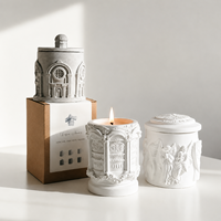Bougie parfumée artisanale personnalisable en relief romain, pot en cire de soja de luxe, écologique, longue durée, aromathérapie, décoration d'intérieur, cadeau OEM
