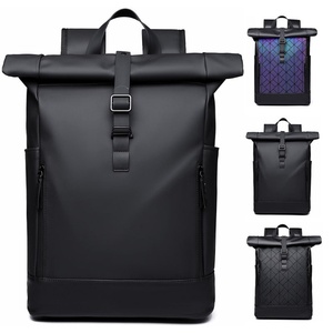High-End Men's Laptop <b>Backpack</b> Double-Back Functional <b>Roll</b>-Top Design Stylish Workwear Polyester & Waterproof - Product Image 1