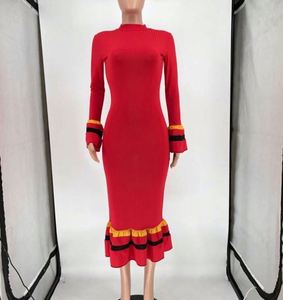 Cộng Với Kích Thước Ăn Mặc Phụ Nữ Sườn Dệt Kim Vải Dài Tay Áo 3XL 4XL Thời Trang Dresses Kích Thước Lớn Quần Áo Phụ Nữ - Product Image 2