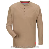 2024 NFPA2112/CAT2 100% coton à manches longues t-shirts résistant aux flammes soudage Henley chemises