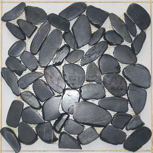 Azulejo de mosaico de baño de piedra de río natural, rebanada plana, adoquines y guijarros, <span class=keywords><strong>piedras</strong></span> de decoración - Product Image 4