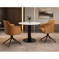 Ensemble de table de négociation en faux marbre moderne pour restaurant, avec fauteuils pivotants à 360° en cuir PU, pour bureau, hôtel, café, réception