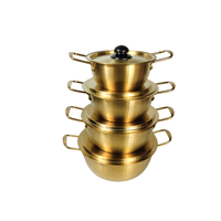 201 acier inoxydable or conception coréenne Ramen nouilles Pot Double couvercle inférieur nouvelle cuisinière à Induction conviviale pour les stocks de fruits de mer