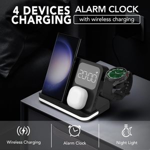 Chargeur sans fil 4-en-1 automatique avec horloge pour téléphone pliable, montre et écouteurs - Product Image 2