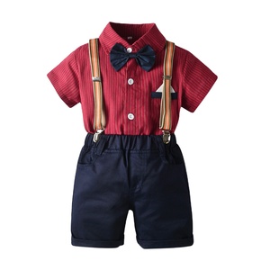 Ensemble de vêtements d'été pour enfants, combinaison en jean à bretelles pour bébés garçons avec short pour le sport, fabriqué en Chine - Product Image 1