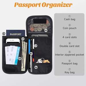 Travel Essentials Unisex RFID Blocking Passport <b>Holder</b> Waterproof Hidden Card Slots Travel <b>Wallet</b> with Adjustable Strap - Product Image 4