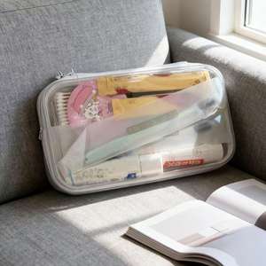 SYY 클리어 Pvc 하드 쉘 지퍼 케이스 더블 지퍼 하드 파우치 투명 케이스 간식 여행 세면 용품 작은 품목 - Product Image 6