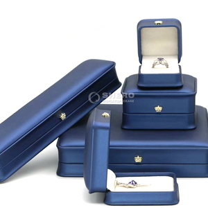 Durable Blue Pu Leather Jewelry <b>Box</b> With Crown Buckle Customizable For Wholesale Jewelry Orders - Product Image 6