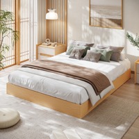 Cadre de lit en bois moderne et minimaliste, entièrement autoportant, sur mesure, disponible en tailles Queen, King, Full et Twin, avec plateforme.