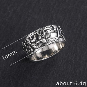 H176 <b>Silver</b> <b>Wedding</b> <b>Bands</b> Antique <b>Silver</b> Plated Flower Pattern Unisex Rings For <b>Wedding</b> Occasion - Product Image 5