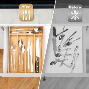 Eco-friendly <b>Space</b>-<b>Saving</b> Traditional Silverware Organizer for Kitchen Drawer-5-Slot Insert Mount Flatware Tray - Product Image 4