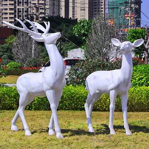 屋外公園装飾用、カスタマイズ可能なサイズと色の、グラスファイバー樹脂製の模造動物トナカイ像（家庭およびオフィス用） - Product Image 2