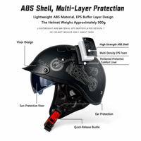 Casque de moto demi-face ouvert, coque ABS, visière intérieure, pour scooter et cyclomoteur, équipement d'été pour adultes