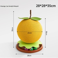 Grand grattoir pour chat en mousse de lin orange avec disque rotatif et boule à clochette, style mignon pour chats d'intérieur