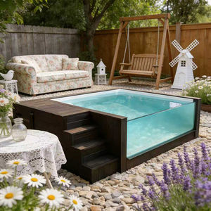 Jacuzzi de jardin de luxe en fibre de verre, piscine de nage hors sol, piscine carrée avec fenêtre en verre, piscine conteneur, maison de piscine - Product Image 3