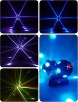 Luces Móviles de Cabeza con Haz de 18*12W LED 4en1 DMX512 RGBW, Luz de Escenario con 3 Cabezas de Haz Láser para KTV, DJ, Discoteca, Fiestas, Iluminación Láser