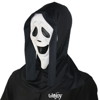 Masque effrayant en caoutchouc souple Smiley Ghost, accessoire de déguisement d'Halloween, pour fête costumée, farces et attrapes, personnalisable