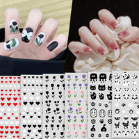 Decoración de uñas amor corazón flor arte de uñas pegatina 3D animales lindos gato Panda diseño pegatinas de uñas