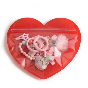 Heart Shaped Jewelry Gift Self Sealing Resealable Ziplock Bag Candy Food Candy Packaging Bags