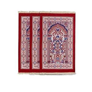 Alfombra de oración musulmana gruesa, acolchada, de chenilla floral, lavable y antideslizante, adecuada para uso en el hogar y la mezquita. - Product Image 1