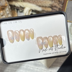 TSZS 10 pièces Faux ongles à presser faits main style français Amande, <span class=keywords><strong>bleu</strong></span> clair effet œil de chat avec nœud, pointes d'ongles artificielles portables, vente en gros - Product Image 6