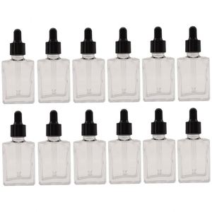 30ml 50ml 100ml Square Glass Serum Dropper Bottles for Essential Oil With Gold Sliver Bamboo Cap - Product Image 1