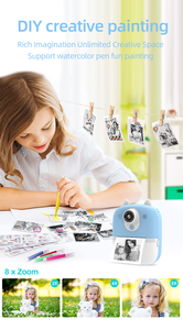 Phim Hoạt Hình Mèo Ngay Lập Tức In Máy Ảnh <span class=keywords><strong>P2</strong></span> Kỹ Thuật Số Có thể In Trẻ Em Máy Ảnh 2.4 'Màn Hình Ống Kính Kép 1080P Ảnh Tự Sướng Trò Chơi Trẻ Em In Máy Ảnh Đồ Chơi - Product Image 6