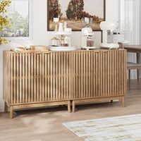 Buffet en bois Kiasthome avec portes à lattes ventilées, étagères réglables et grand espace de rangement pour salle à manger et maison