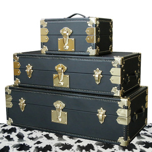 Ensemble de 7 valises en bois, coffres de rangement, valises en cuir, style russe, pour fêtes d'anniversaire et mariages - Product Image 3