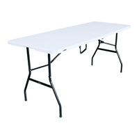 Ensemble de table et chaises de jardin rectangulaires pliantes modernes et robustes en HDPE blanc pour 10 personnes, 6 pieds et 8 pieds, vente en gros
