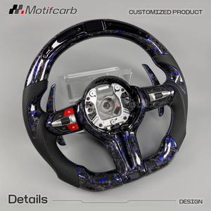 Volante personalizado de fibra de carbono forjada azul con LED para BMW Serie F F10 F30 F15 F16 F22 F26 X3 X5 M2 M3 M4 M5 M6 F80 F82 F87 - Product Image 3