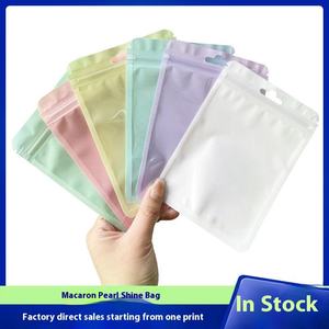 Sac imprimé sérigraphié avec fermeture éclair perlée couleur macaron, résistant à l'humidité, pour emballage cadeau, bijoux, bonbons, couleurs <span class=keywords><strong>pastel</strong></span> douces - Product Image 5
