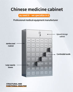 伝統的な中国医学病院用ステンレス製耐久性のあるミニマルデザイン環境に優しい多段引き出しハーブ収納庫 - Product Image 3